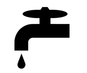 Leak indicator displays a possible leak | Dripping faucet silhouette with a single water droplet.