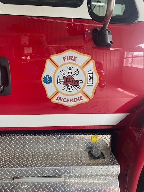 Fire department logo on truck door