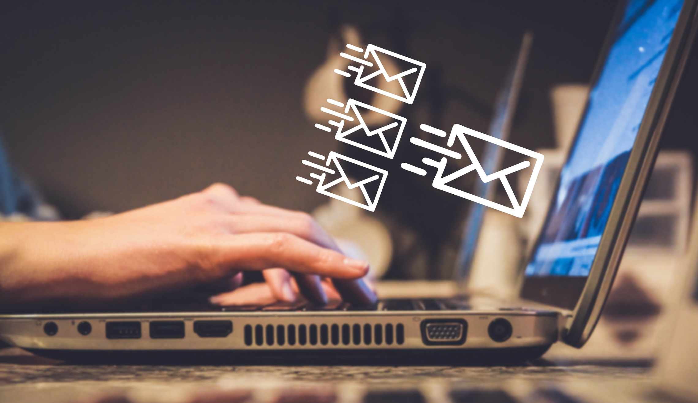 newsletter concept or email marketing image, sending e-mails