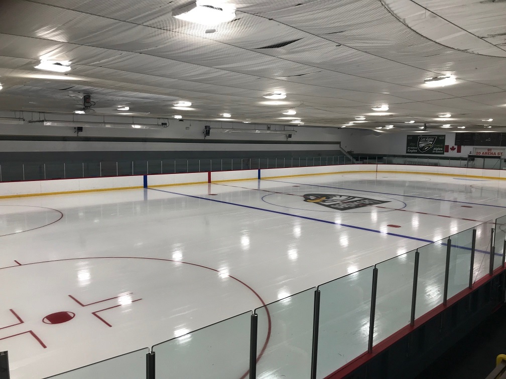 Interior of a hockey arena