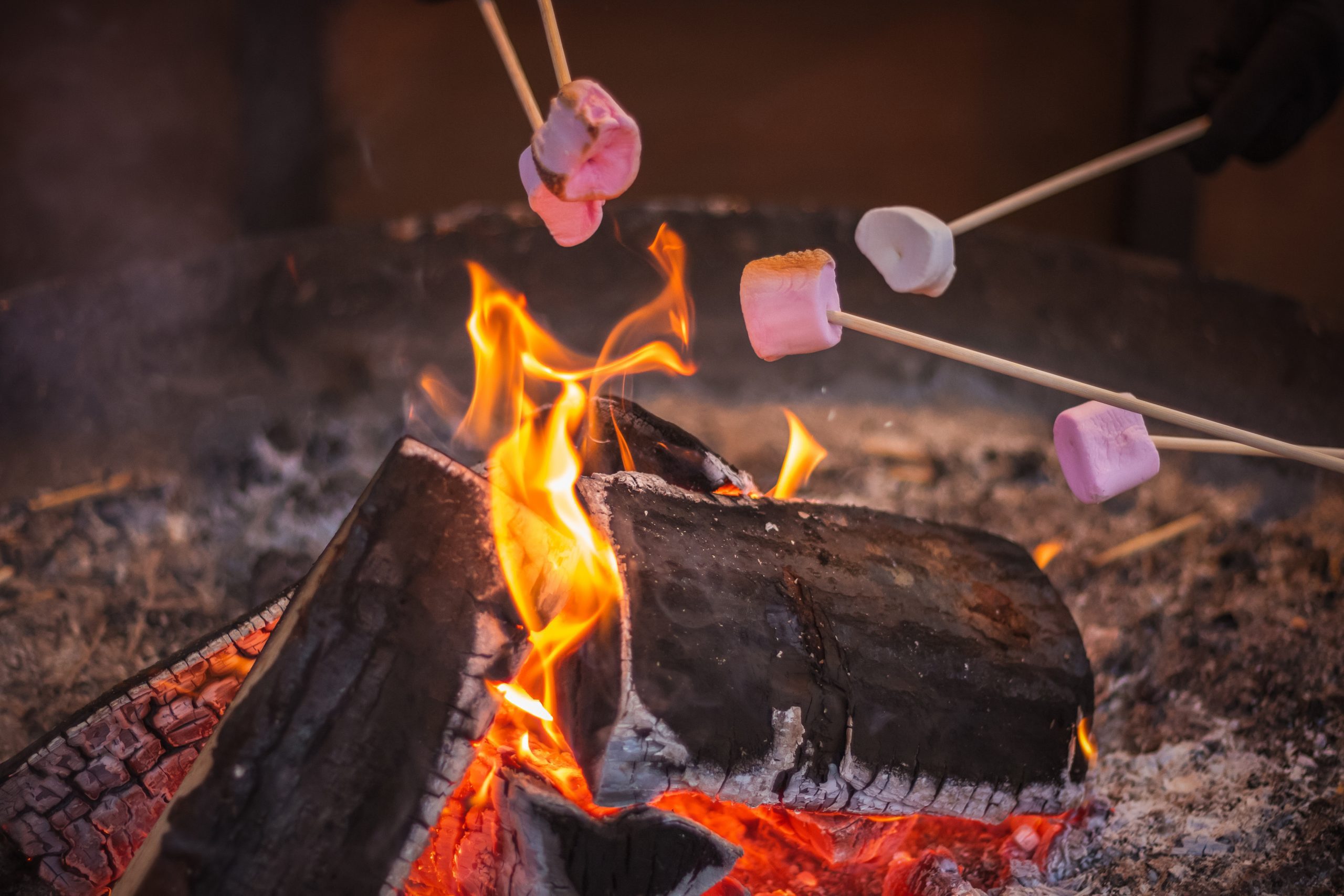 Marshmellows roasting over an open fire